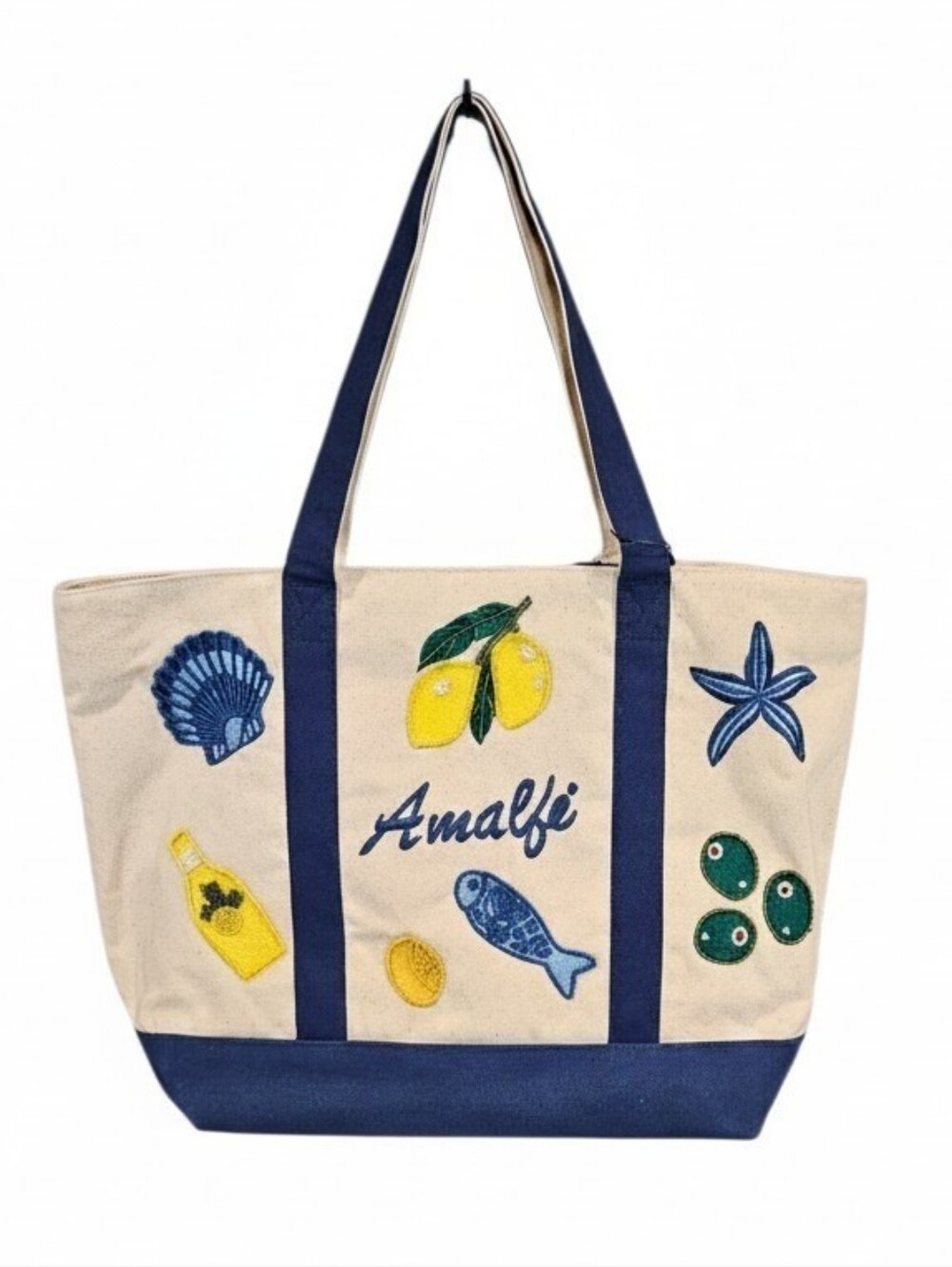 America & Beyond Amalfi Canvas Tote NWT Viral Beaded Embroidered Beach Bag